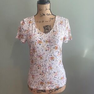 24/7‎ Maurices Womens Casual Floral Boho Cottagecore Summer Top White Size XS